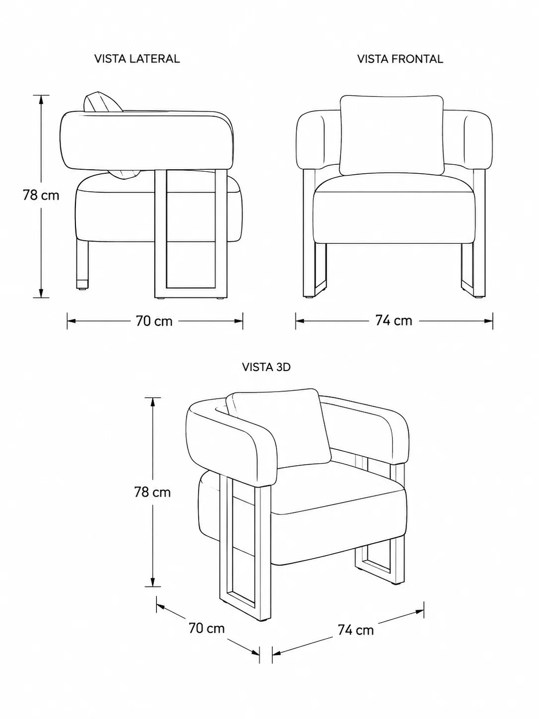 Diagrama de medidas — Silla